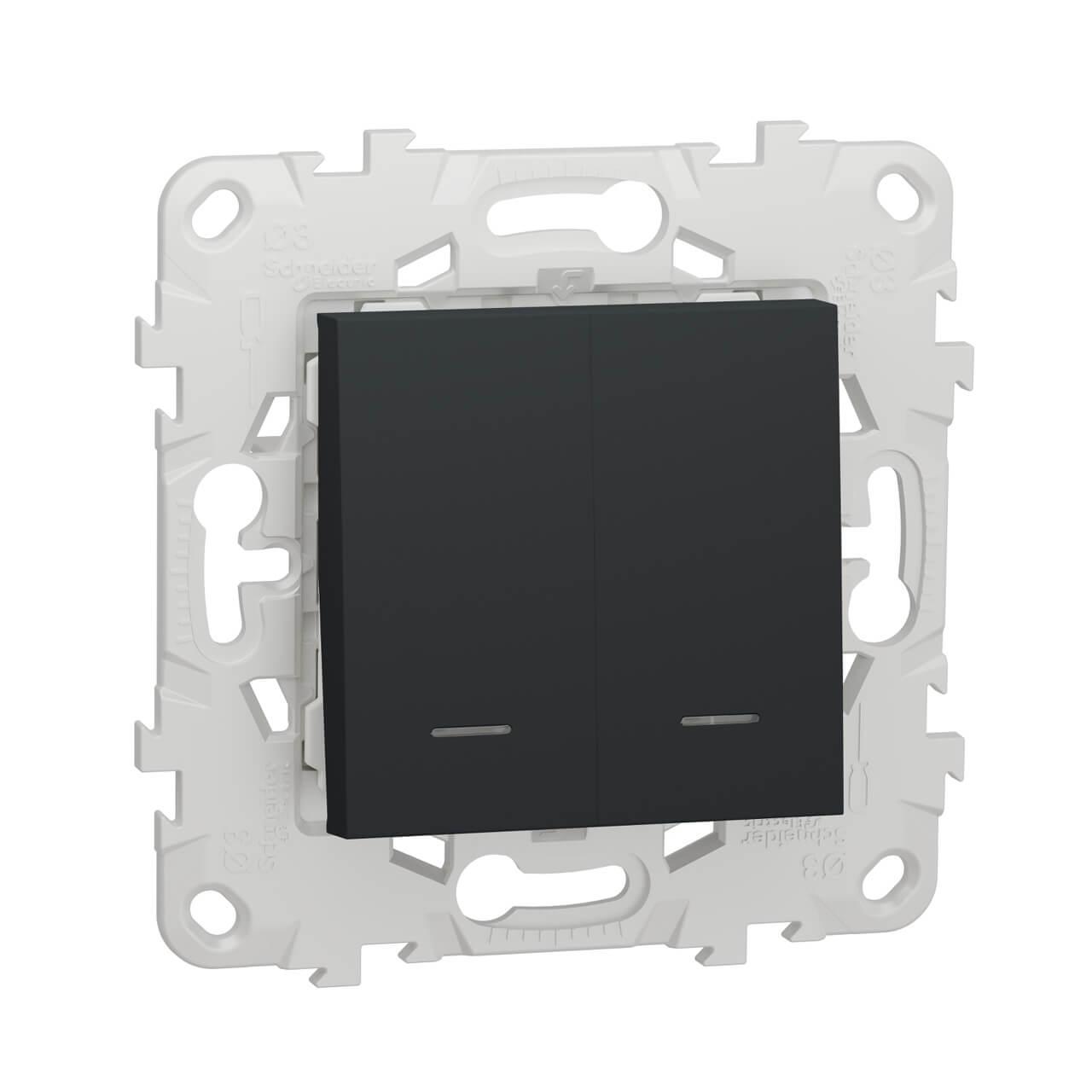 Выключатель двухклавишный Schneider Electric Unica New NU521154N