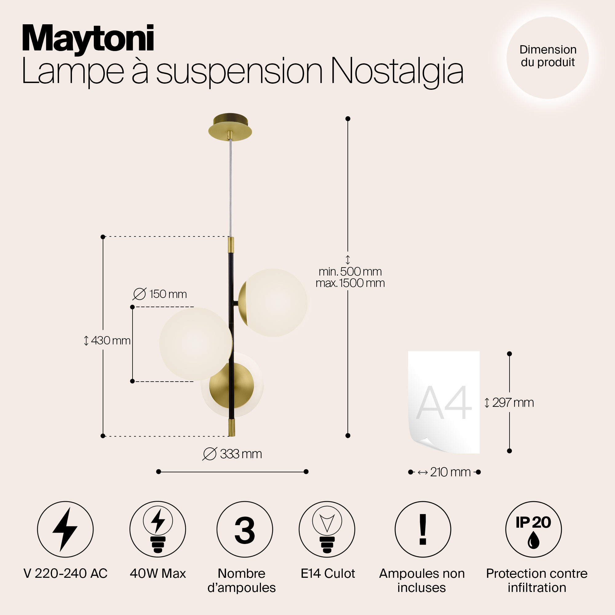 Дополнительная картинка Подвесной светильник Maytoni Nostalgia MOD048PL-03G