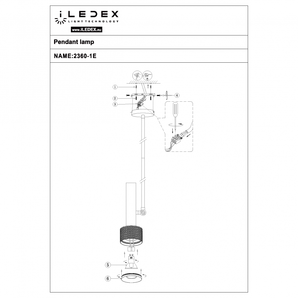 Картинка Светильник подвесной iLedex Delta iLedex 2361-1 BK+SL