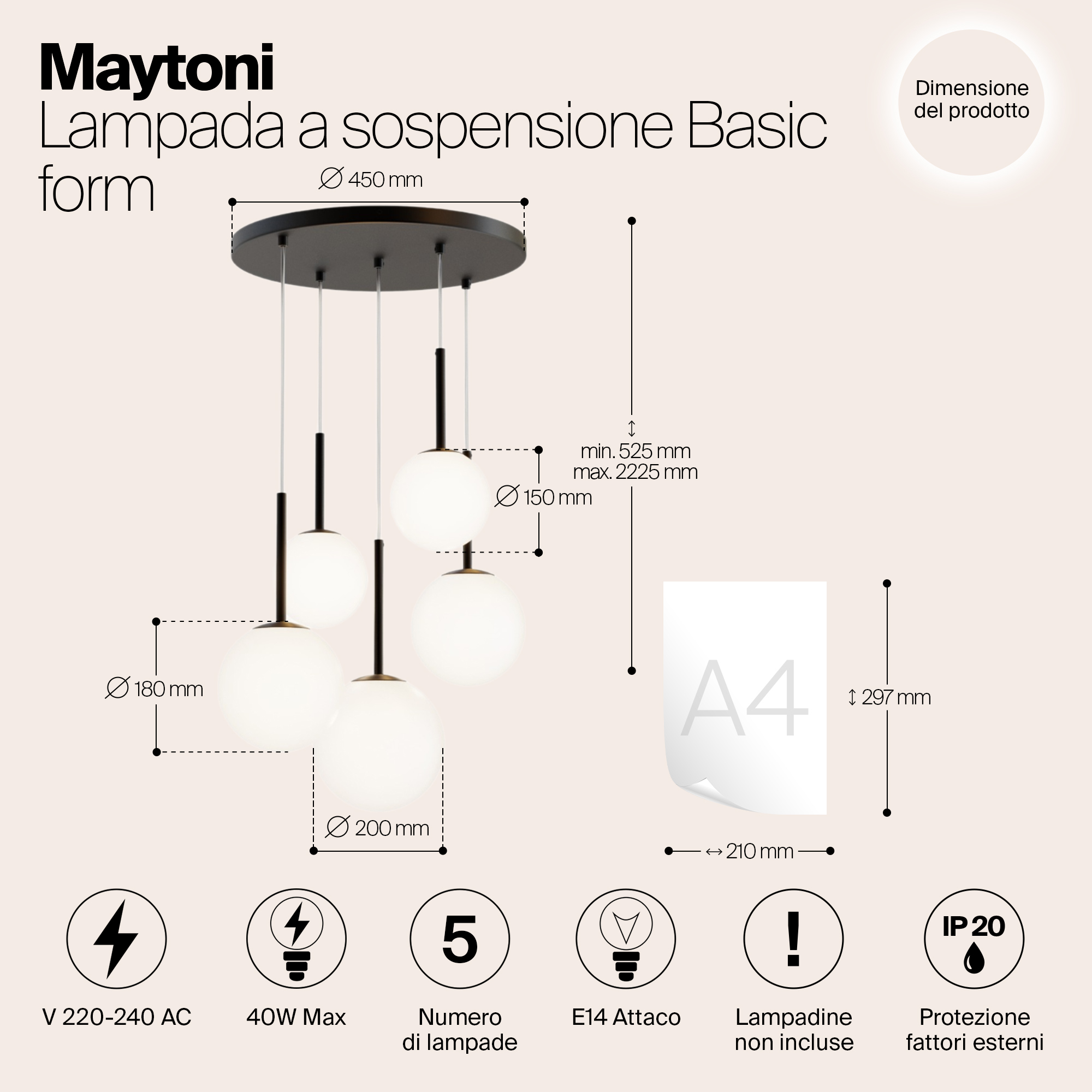 Дополнительная картинка Подвесной светильник Maytoni MOD321PL-05B