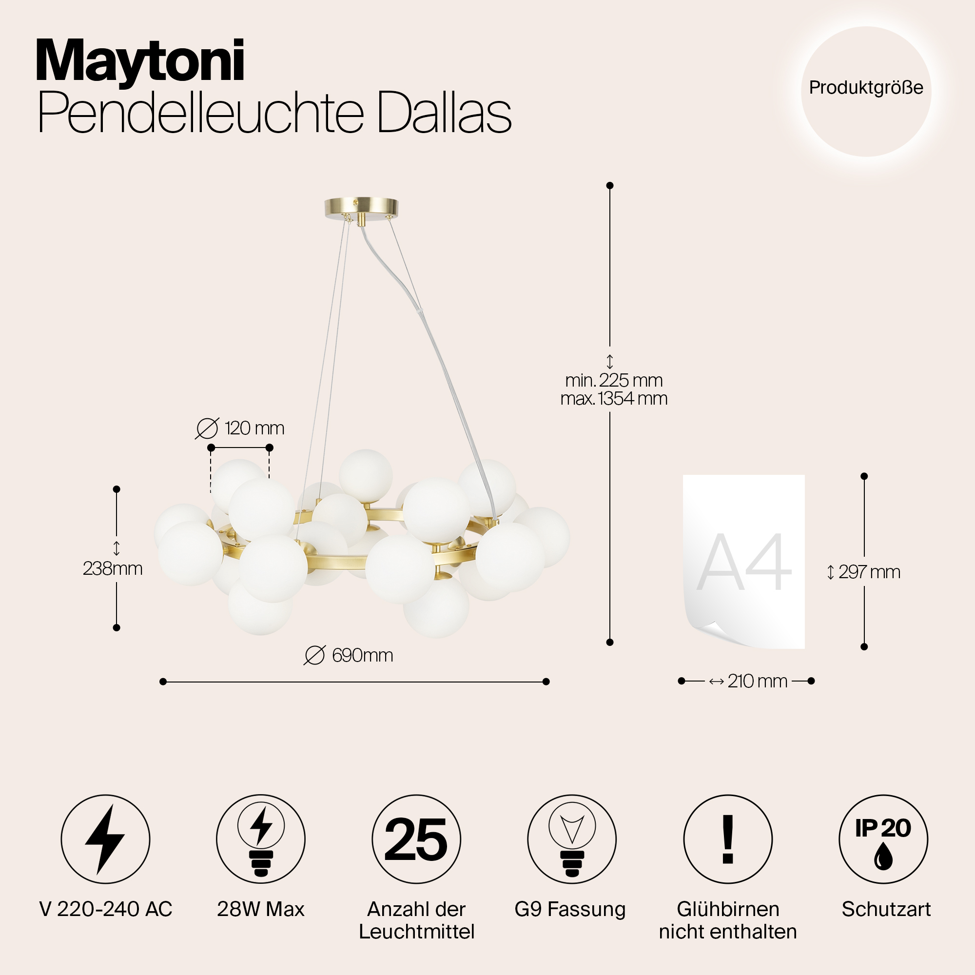 Дополнительная картинка Подвесной светильник Maytoni MOD545PL-25BS
