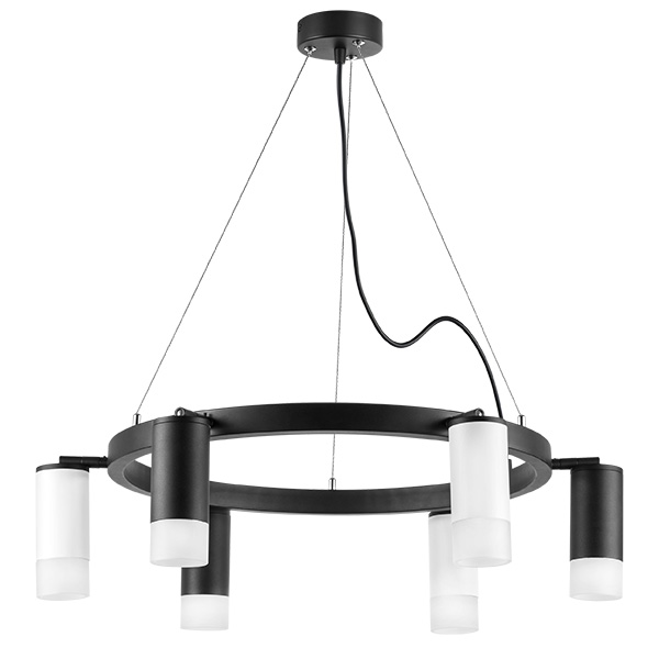lr0163733631 подвесной светильник rullo 6х50w gu10 черный/белый (571016+214437-3+214436-3+202431-6), доставка по Казахстану 