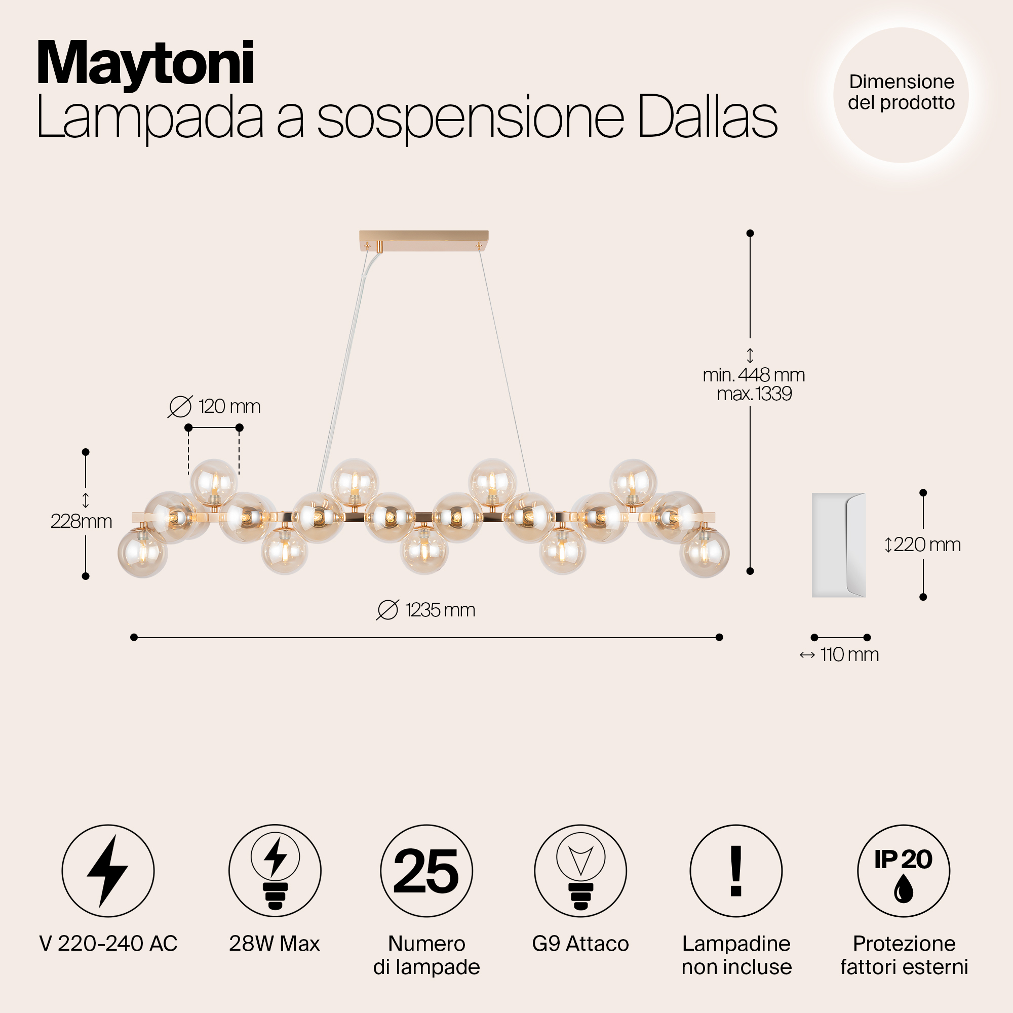 Дополнительная картинка Подвесная люстра Maytoni Dallas MOD547PL-25G
