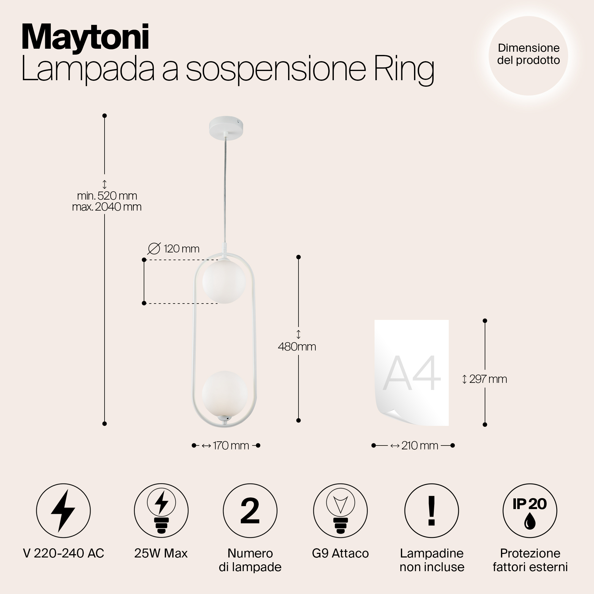 Дополнительная картинка Подвесной светильник Maytoni Ring MOD013PL-02W