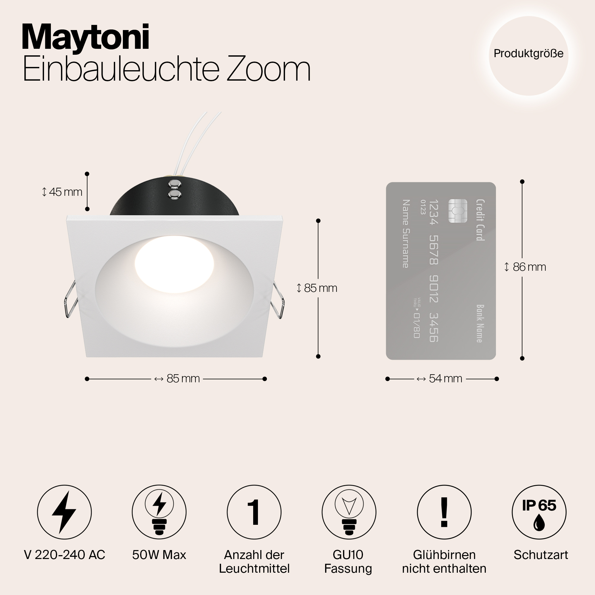 Картинка Встраиваемый светильник Maytoni Zoom DL033-2-01W