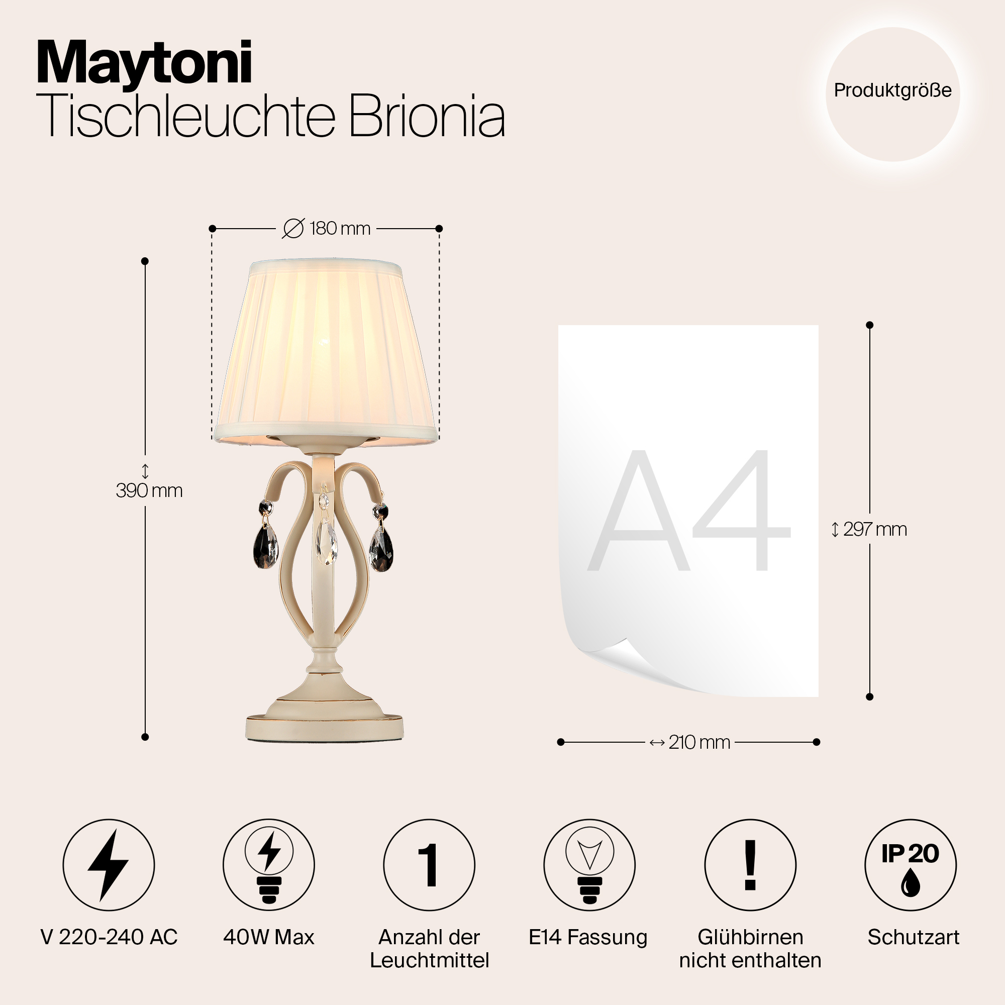 Дополнительная картинка Настольная лампа Maytoni Brionia ARM172-01-G