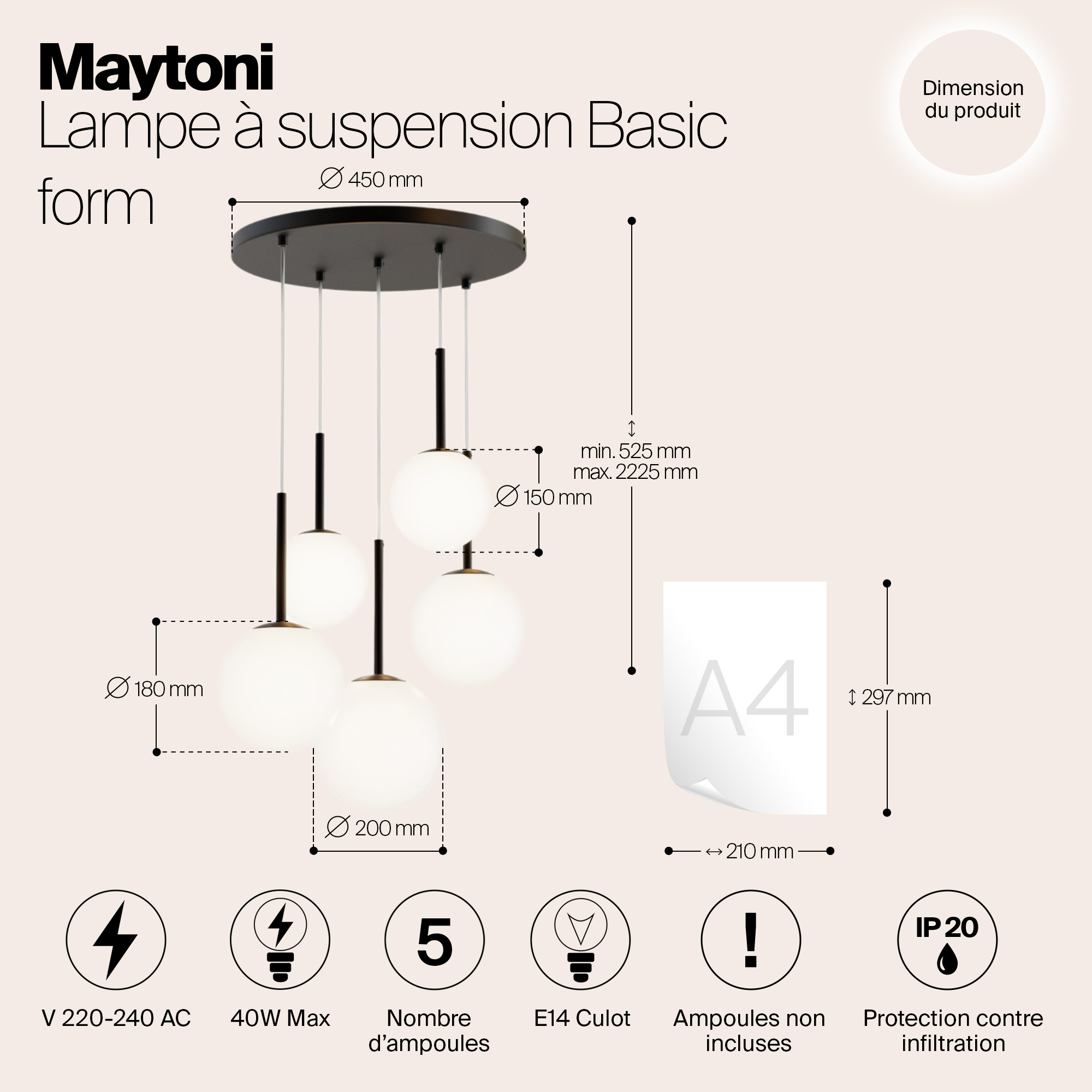 Дополнительная картинка Подвесной светильник Maytoni MOD321PL-05B