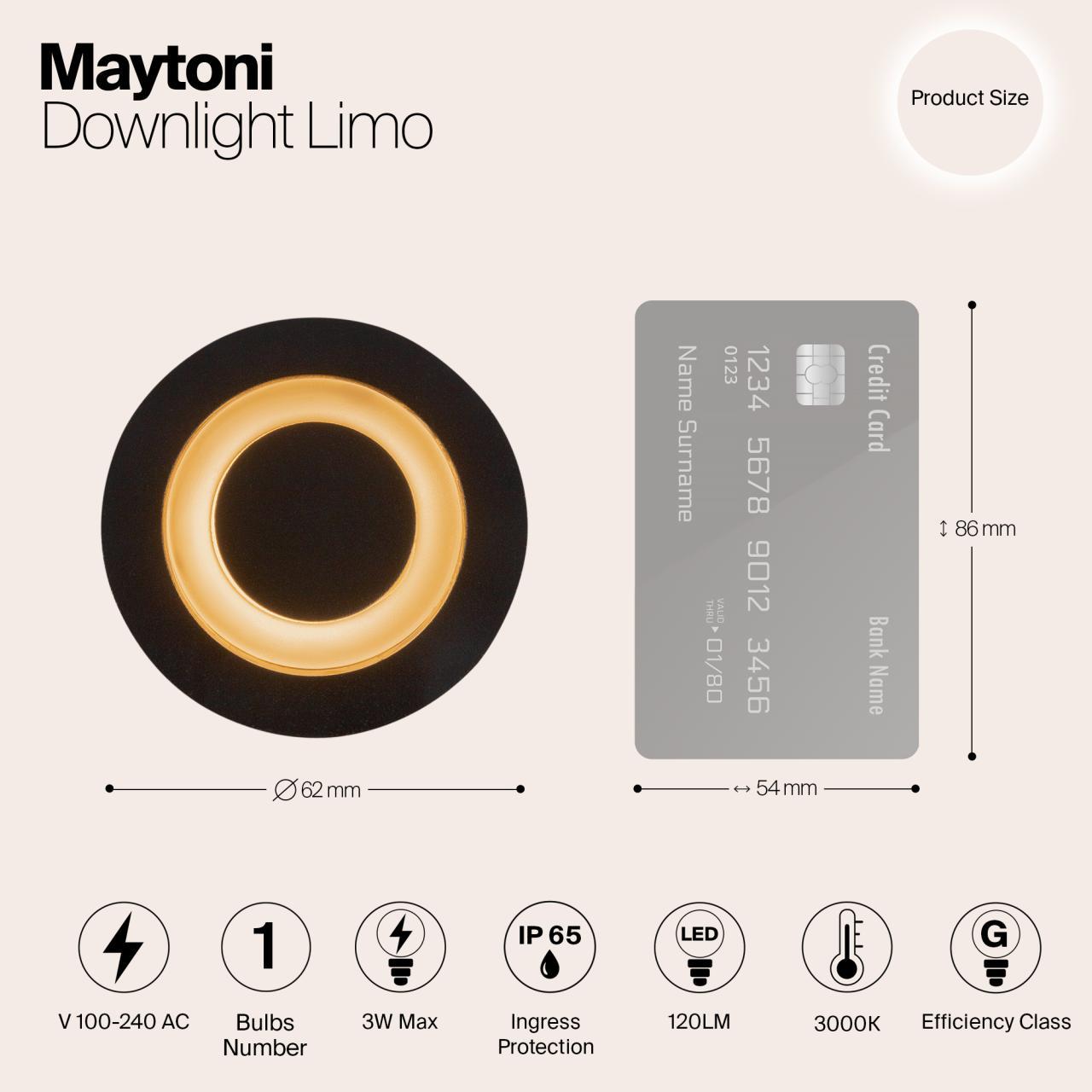 Дополнительная картинка Встраиваемый светильник Maytoni O037-L3B3K