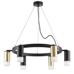 lr0164033731 подвесной светильник rullo 6х50w gu10 черный/золото (571016+214440-3+214437-3+202431-6), доставка по Казахстану 