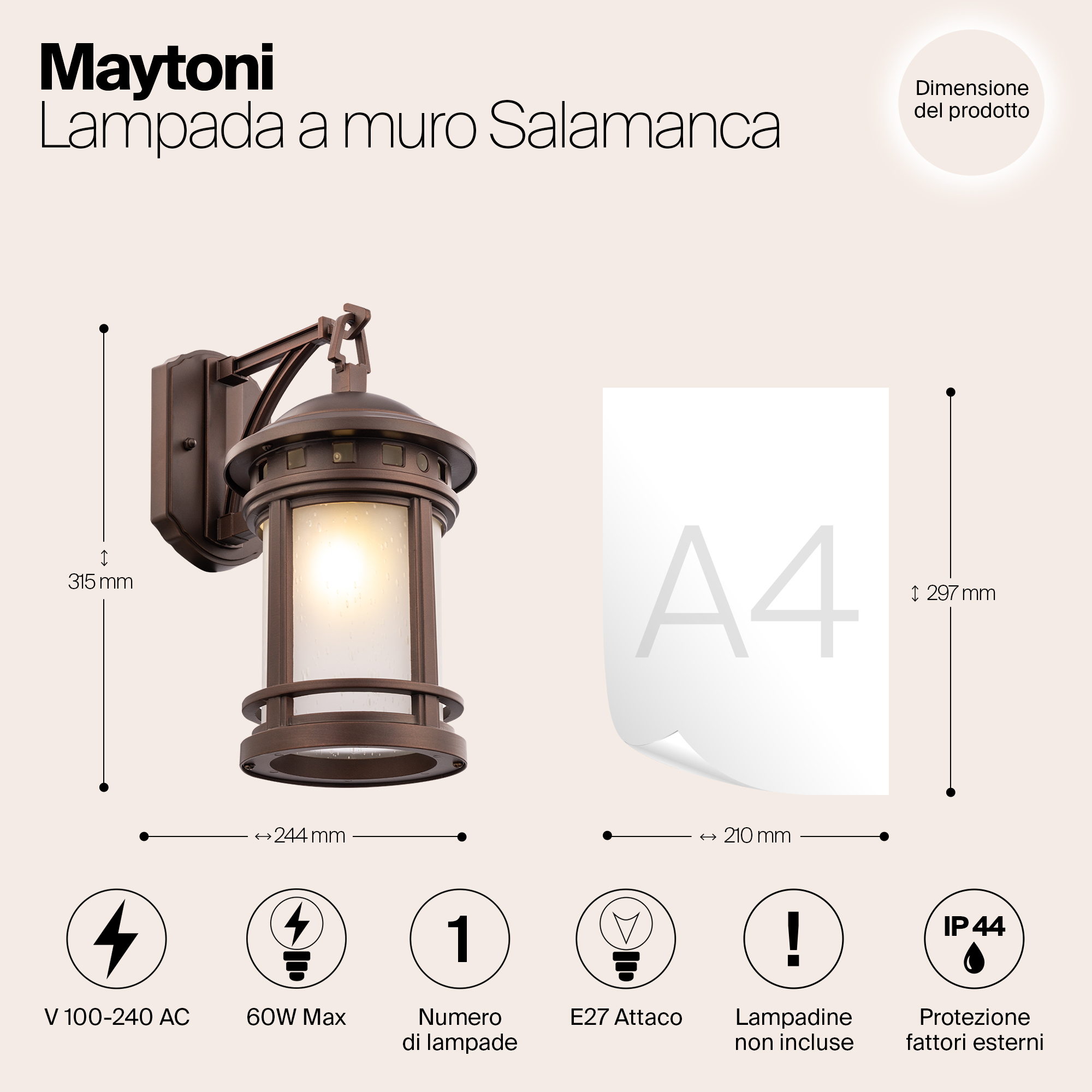 Дополнительная картинка Уличный настенный светильник Maytoni Salamanca O031WL-01BR
