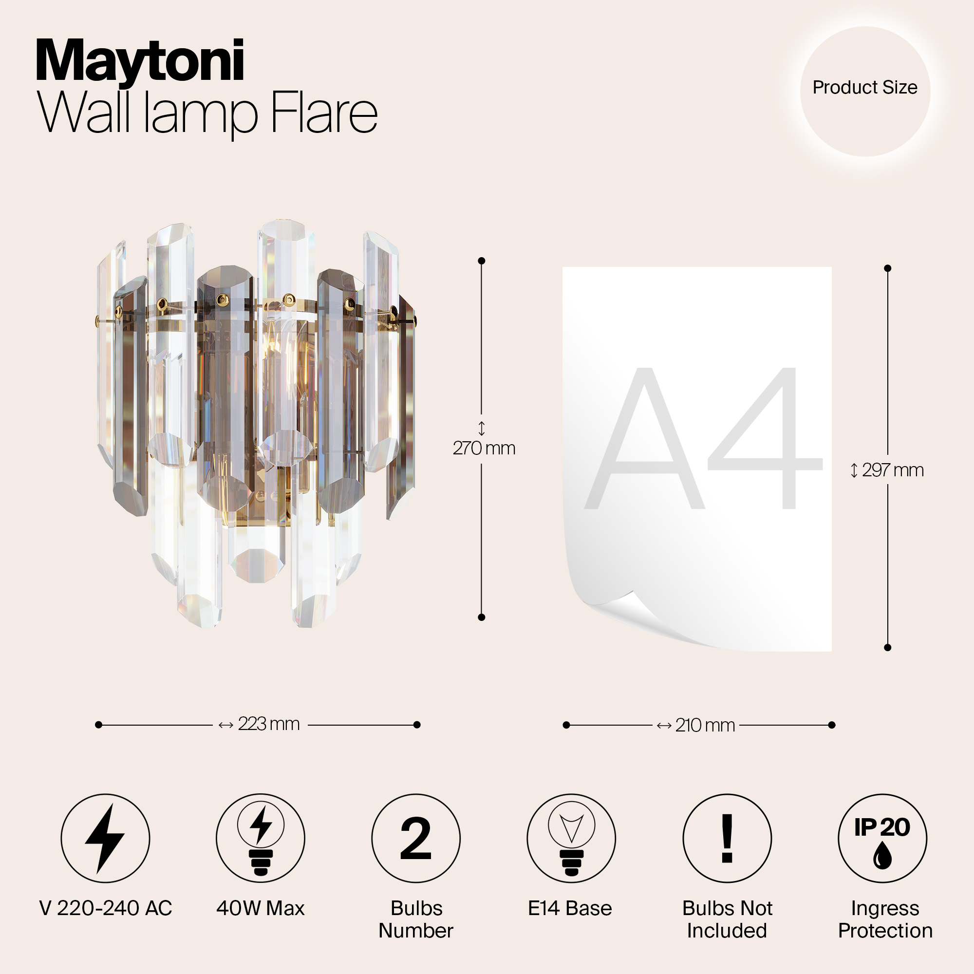 Дополнительная картинка Бра Maytoni DIA200WL-02G
