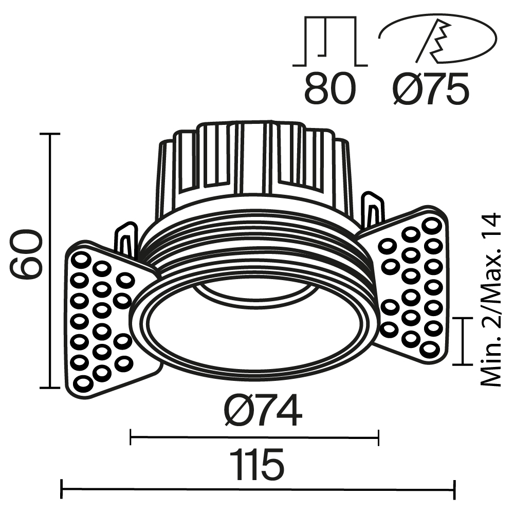 Дополнительная картинка Встраиваемый светильник Technical DL058-12W3K-TRS-BS