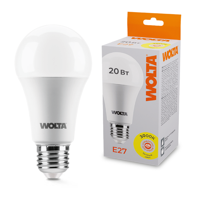 Картинка Лампа LED WOLTA 25Y65BL20E27 3000K