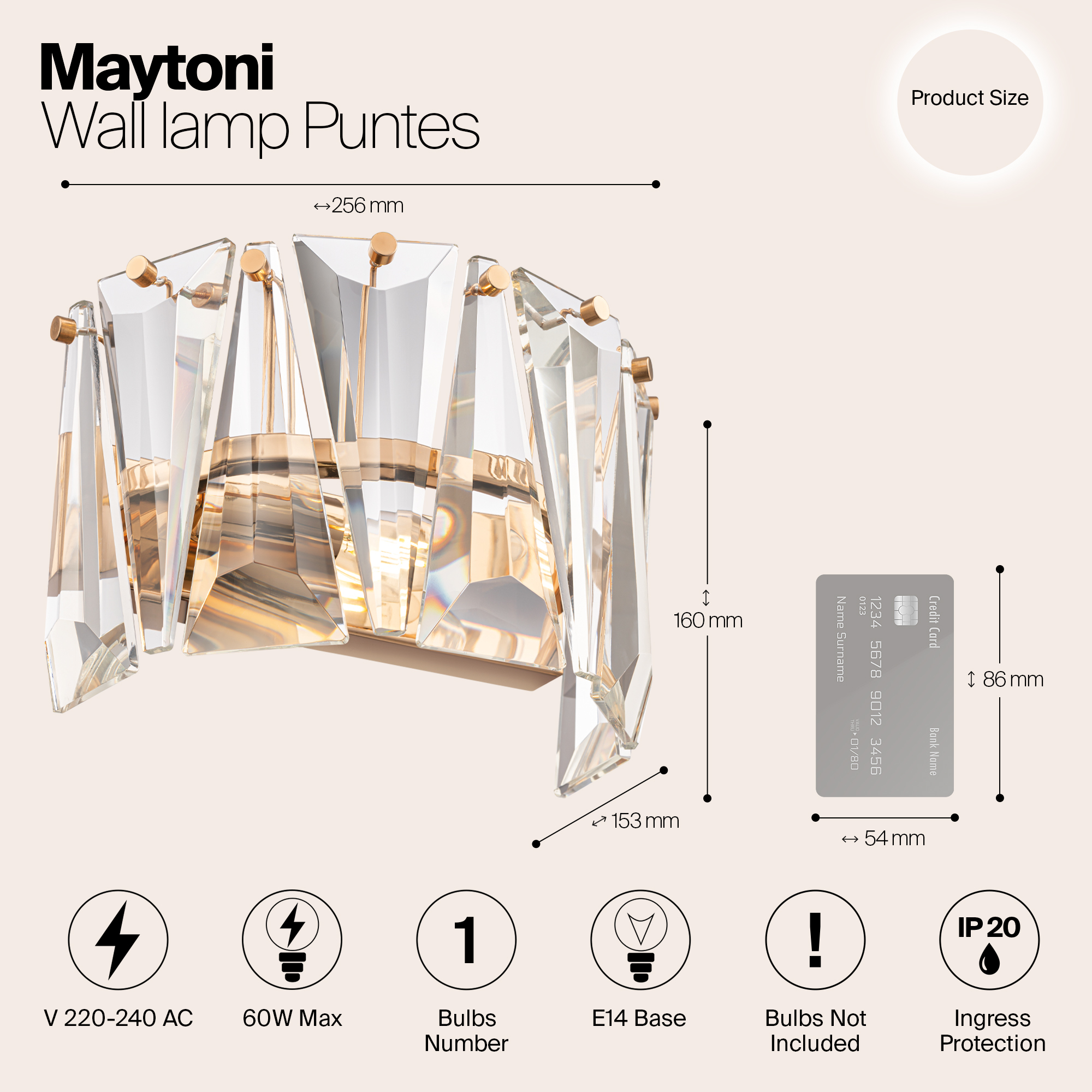 Дополнительная картинка Настенный светильник Maytoni Puntes MOD043WL-01G