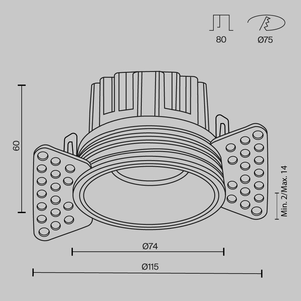 Дополнительная картинка Встраиваемый светильник Technical DL058-12W4K-TRS-W