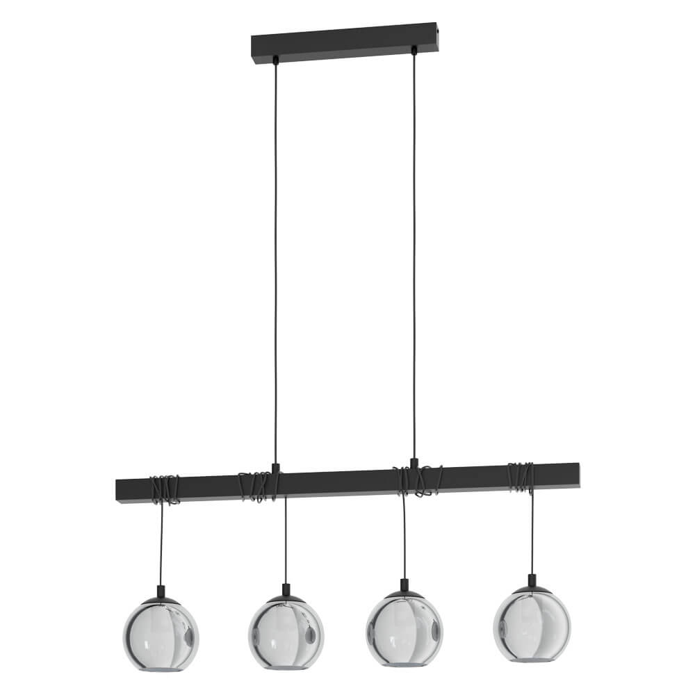 люстры 39761 подвес argallo, 4х40w(e27), l1000, b230, h1500, сталь, черный стекло c напылением, черный-проз, доставка по Казахстану 