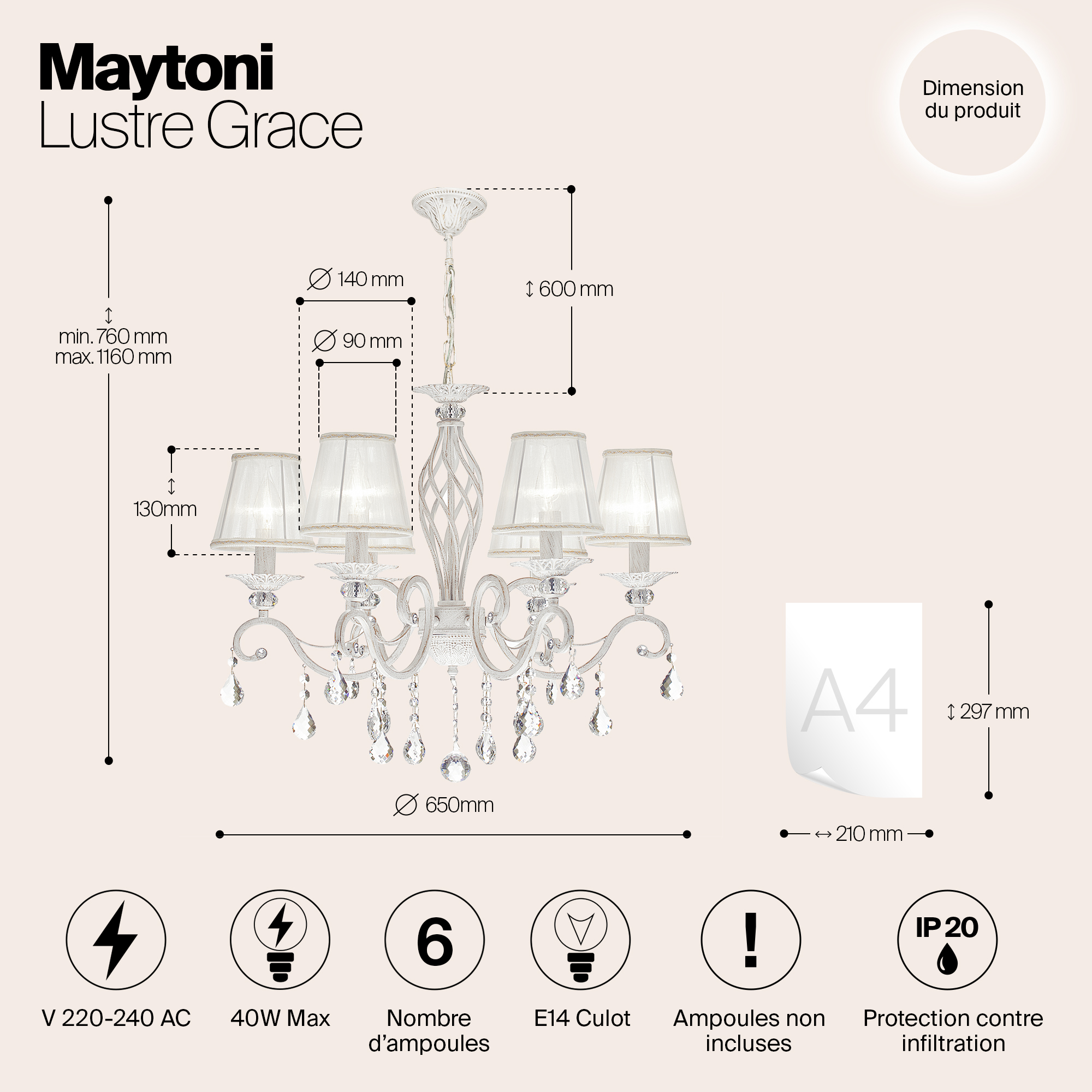 Дополнительная картинка Подвесная люстра Maytoni Grace ARM247-06-G