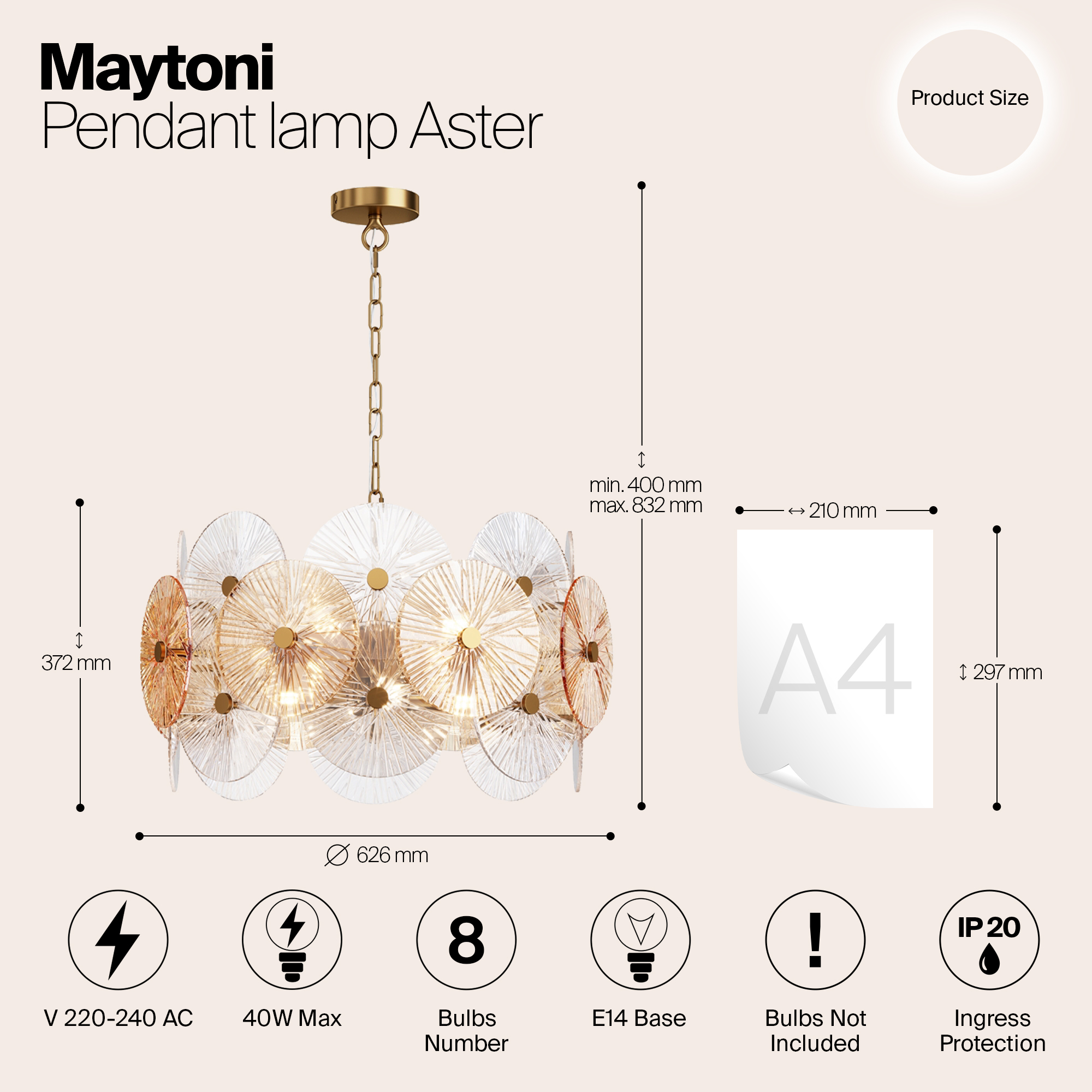 Дополнительная картинка Подвесной светильник Maytoni MOD007PL-08G