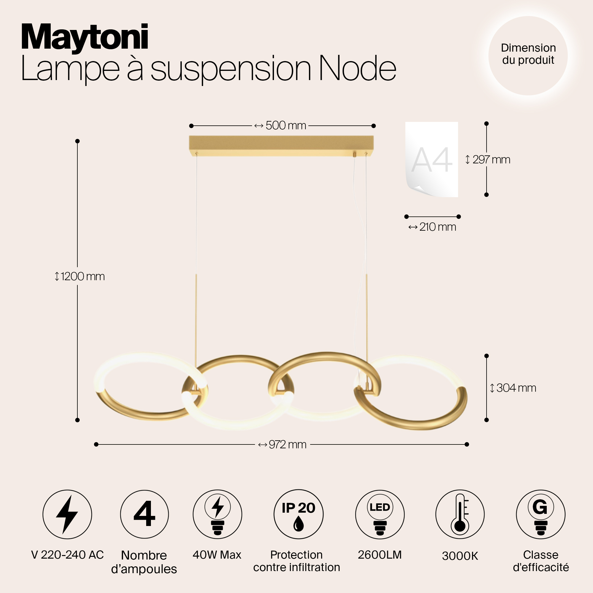 Дополнительная картинка Подвесной светильник Maytoni MOD165PL-L40G3K