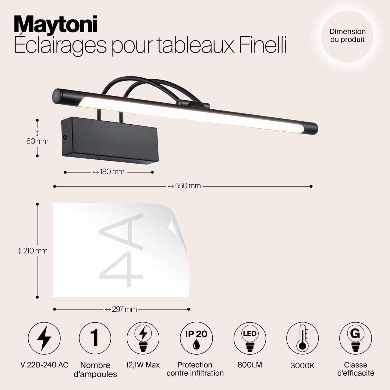 Дополнительная картинка Подсветка для картин Maytoni Finelli MIR004WL-L12B