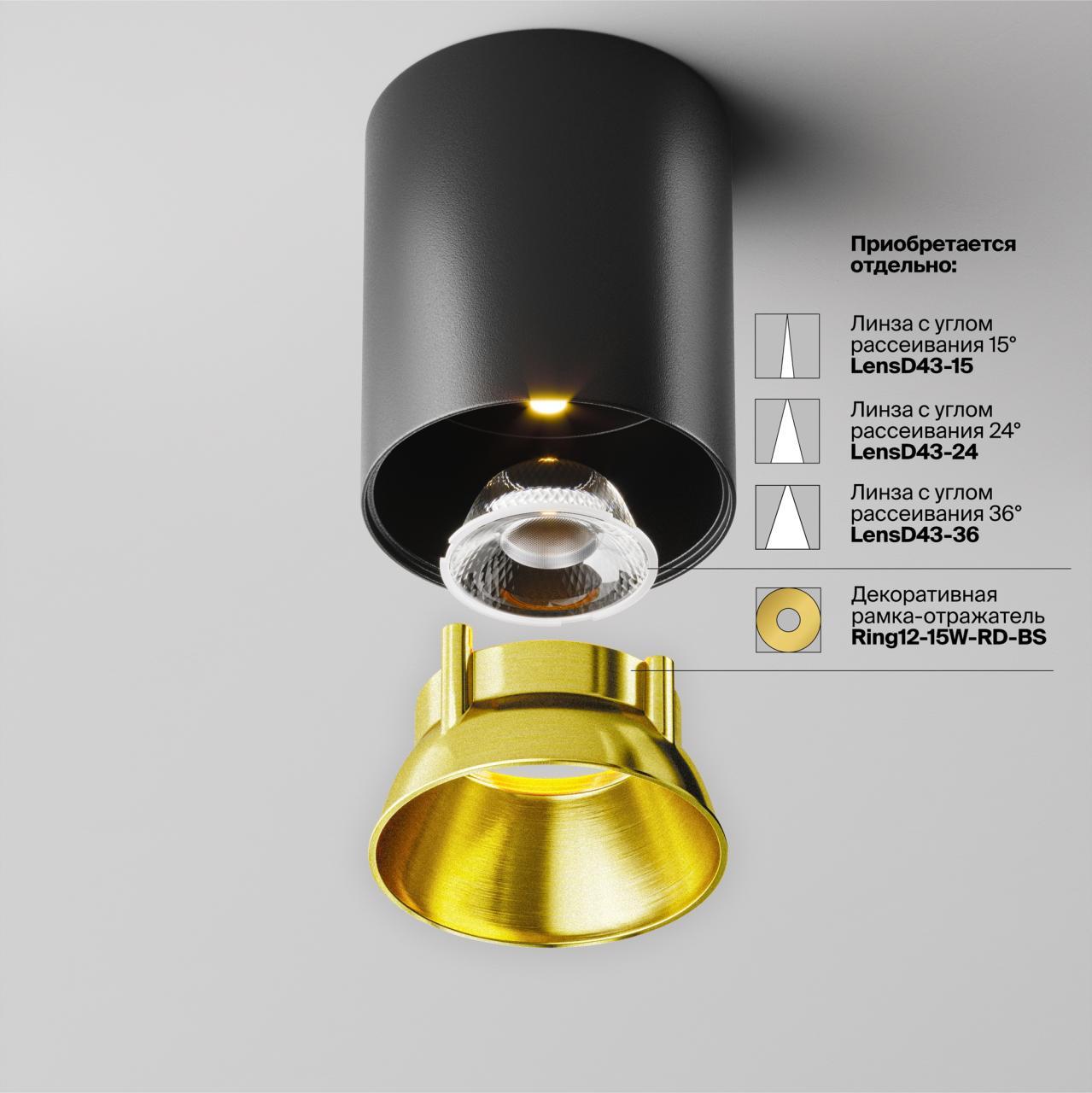 Дополнительная картинка Потолочный светильник Technical C064CL-12W3K-RD-B