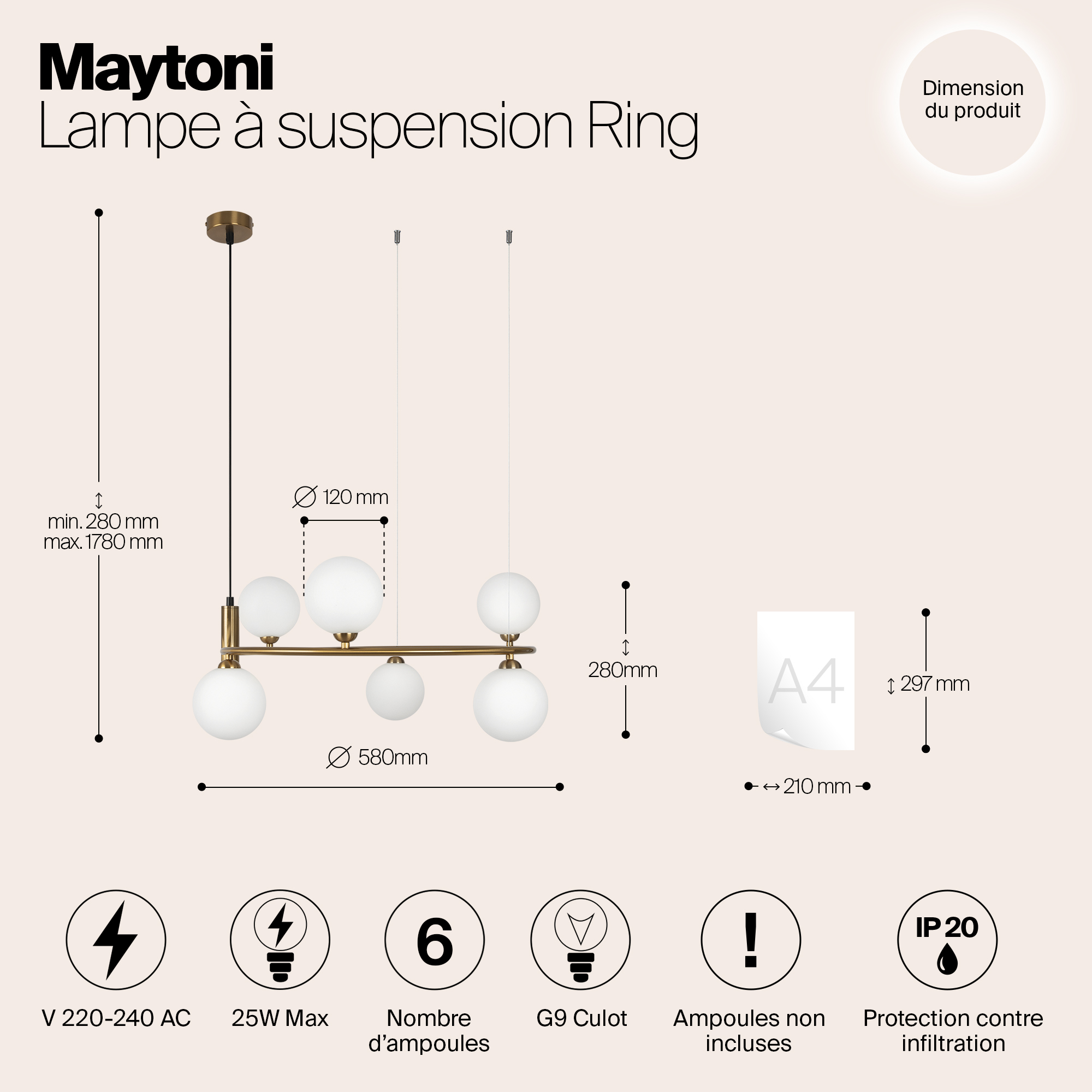 Дополнительная картинка Подвесной светильник Maytoni MOD013PL-06BS1