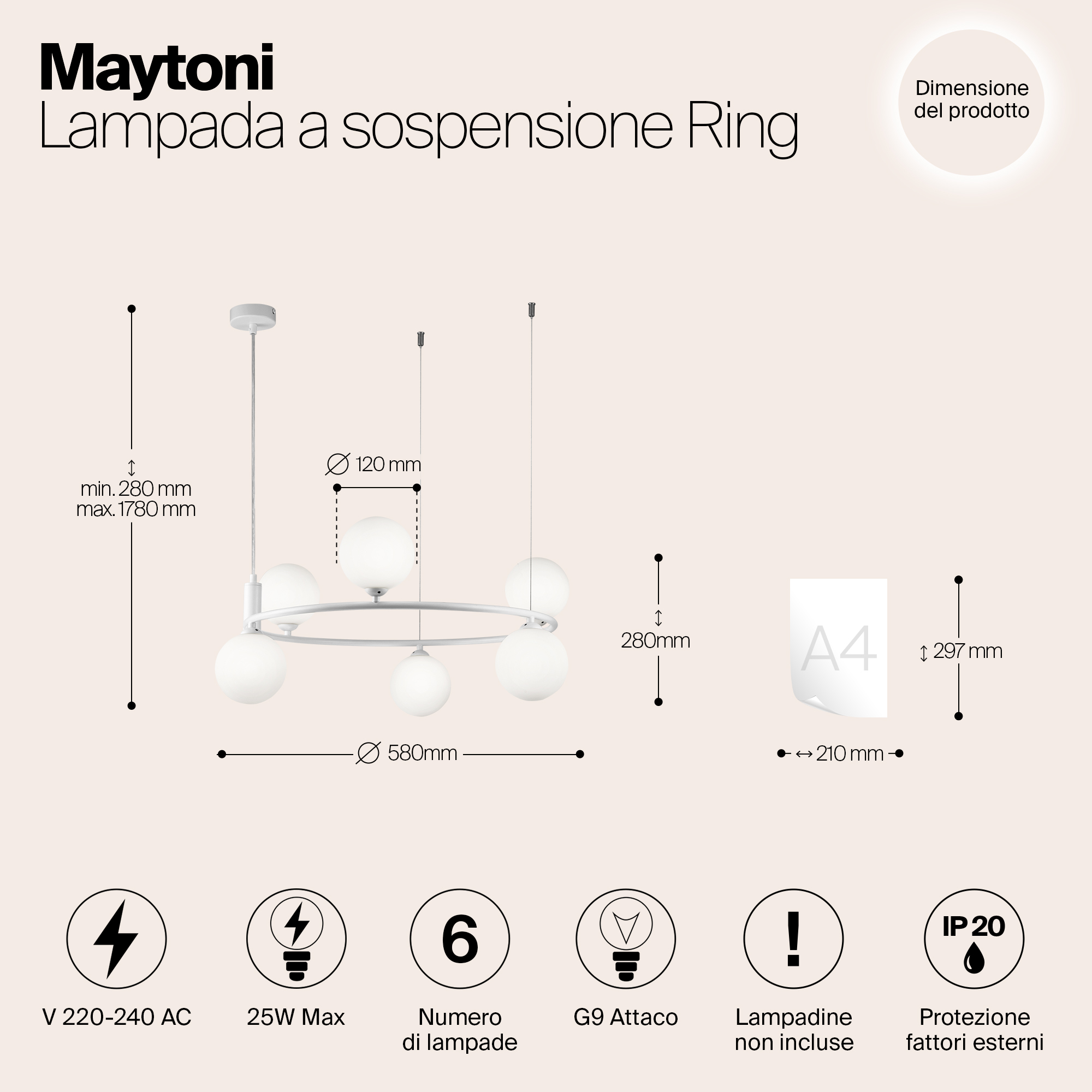 Дополнительная картинка Подвесная люстра Maytoni Ring MOD013PL-06W