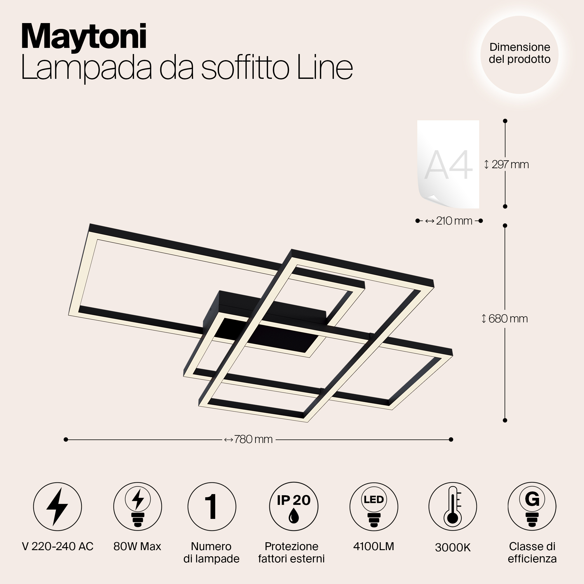 Дополнительная картинка Потолочный светодиодный светильник Maytoni Line MOD015CL-L80B