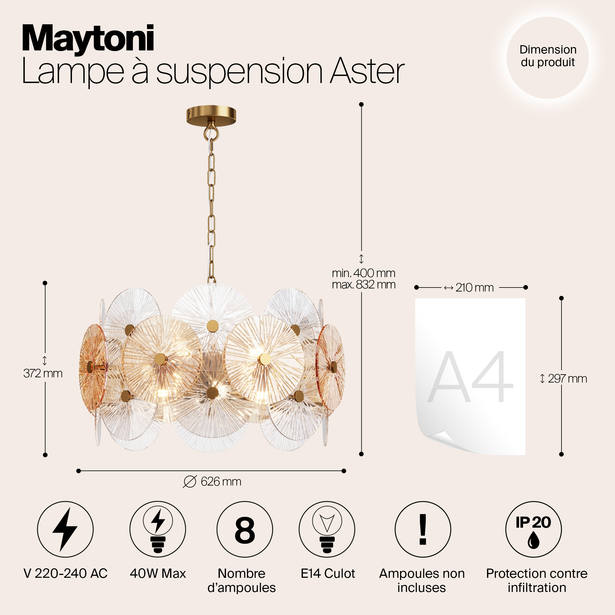 Дополнительная картинка Подвесной светильник Maytoni MOD007PL-08G