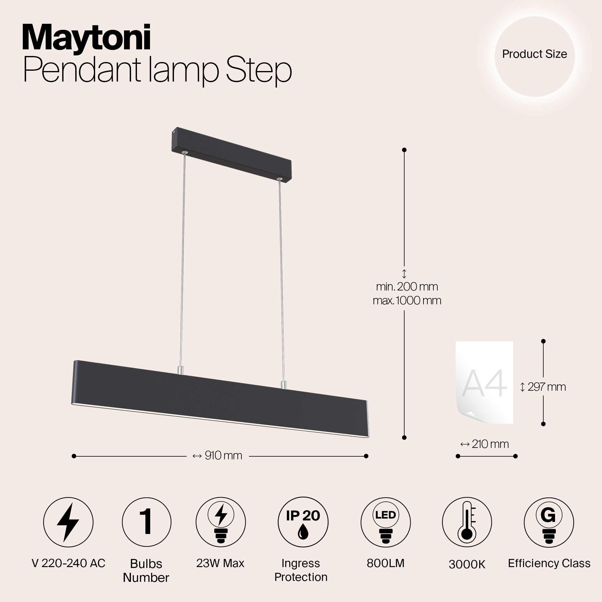 Дополнительная картинка Подвесной светодиодный светильник Maytoni Step P010PL-L23B