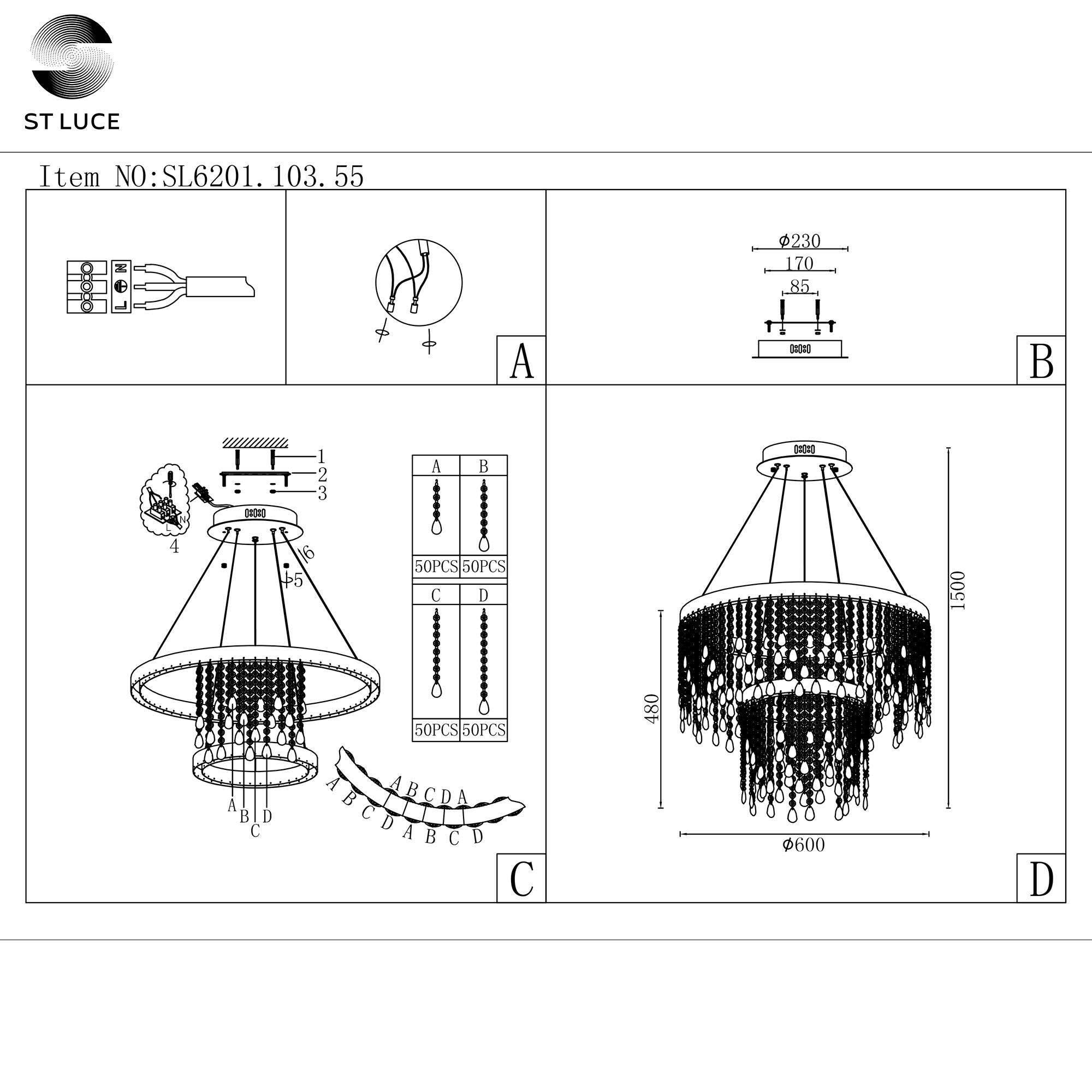 Картинка Подвесной светодиодный светильник ST Luce Vega SL6201.103.55