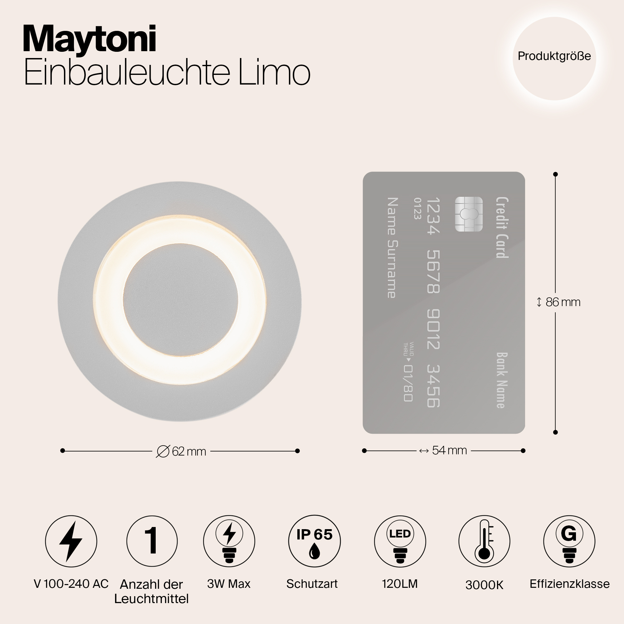 Дополнительная картинка Встраиваемый светильник Maytoni O037-L3W3K