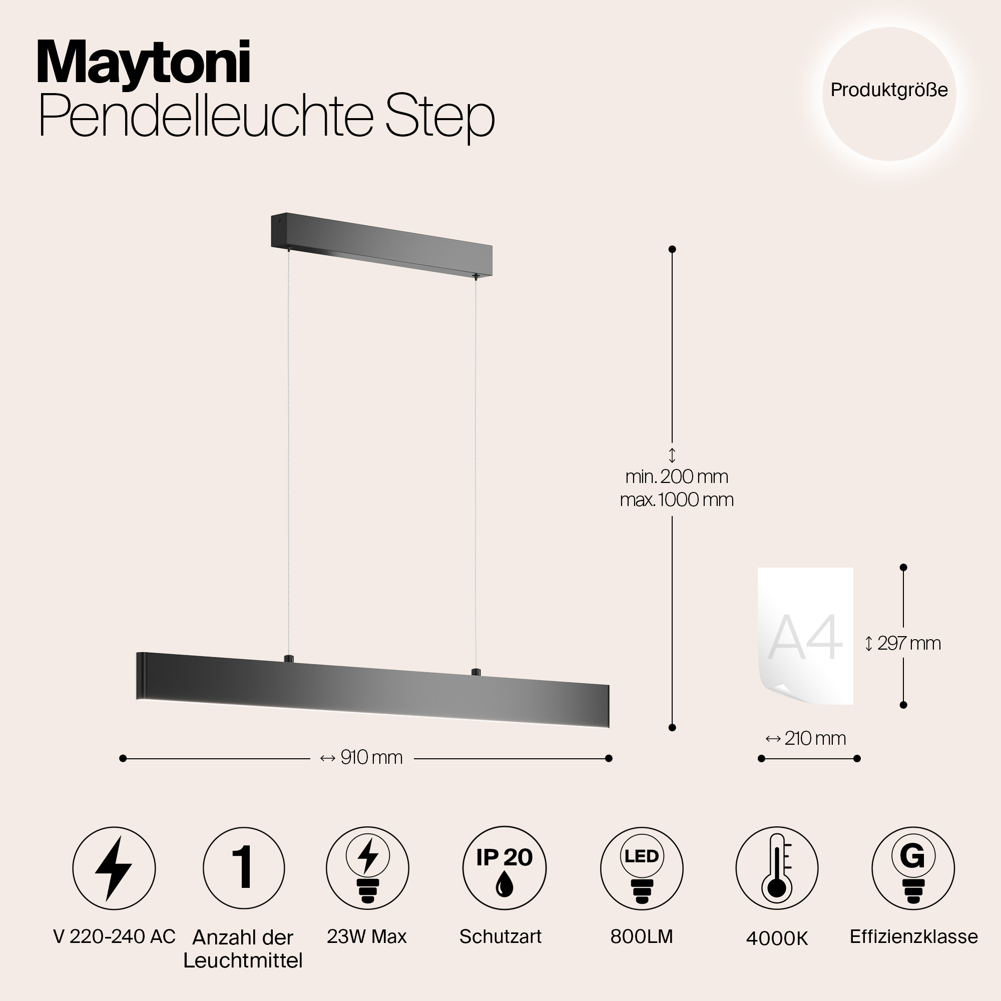 Дополнительная картинка Подвесной светодиодный светильник Maytoni Step P010PL-L23W4K