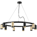 lr02040537570 подвесной светильник rullo 10х50w gu10 черный/золото (571020+214440-5+214437-5+203437-5+203440-5), доставка по Казахстану 