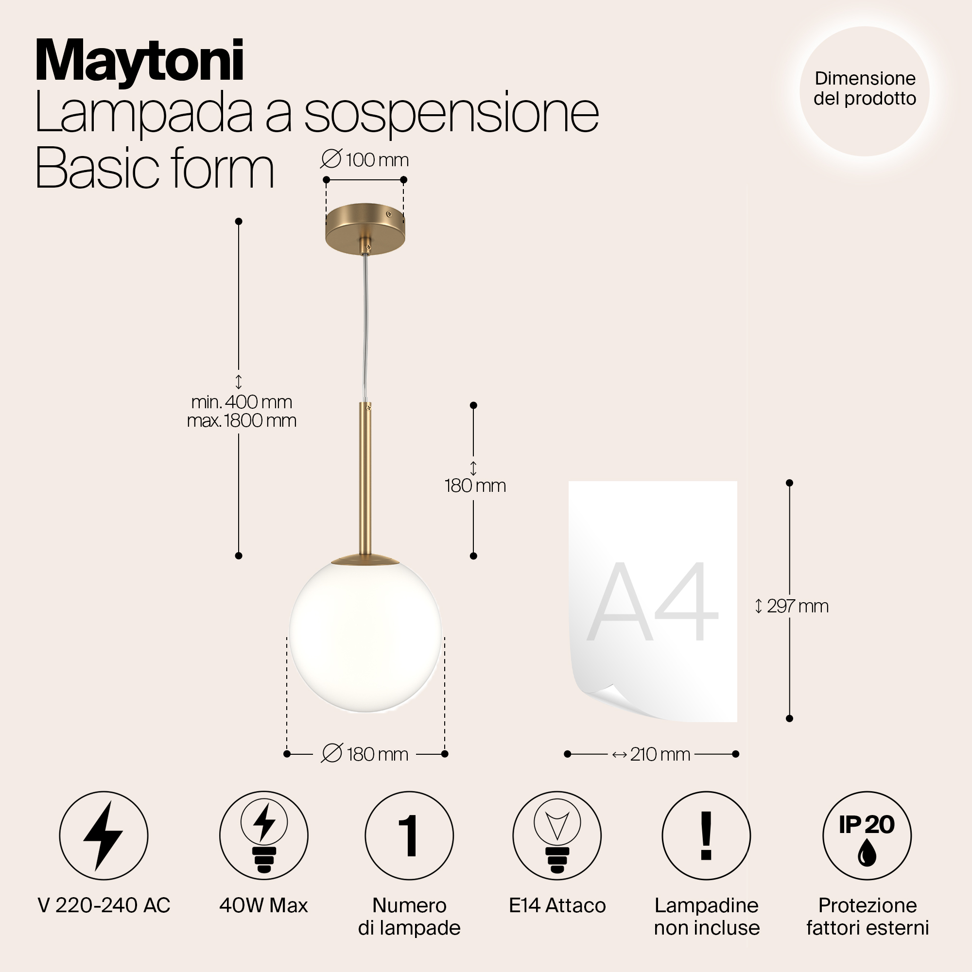 Дополнительная картинка Подвесной светильник Maytoni MOD321PL-01G2