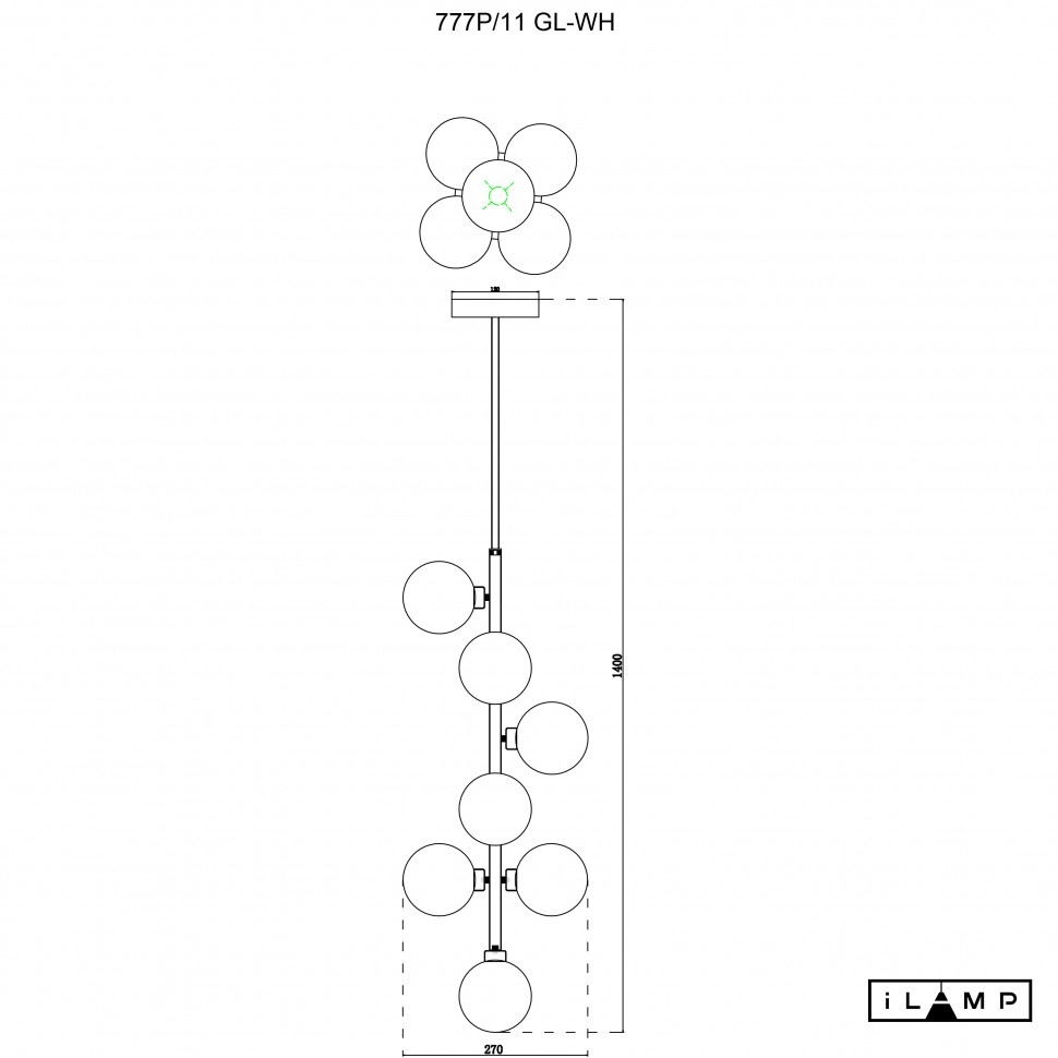 Картинка Подвесной светильник iLamp GOLDEN 777P/11 GOLD&WHITE