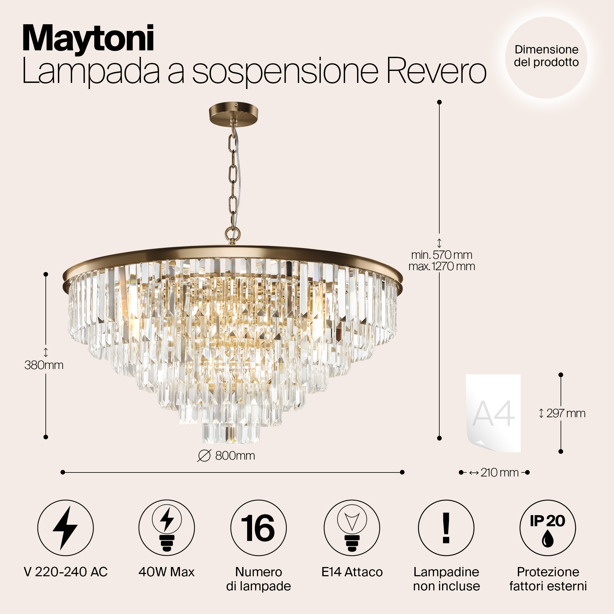 Дополнительная картинка Подвесная люстра Maytoni Revero MOD085PL-16BS
