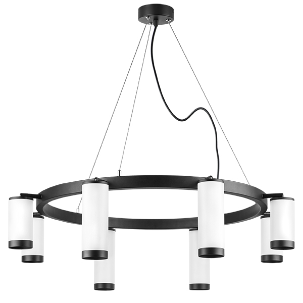 lr01886436440 подвесной светильник rullo 8х50w gu10 черный/белый (571018+214436-4+214486-4+203437-8), доставка по Казахстану 