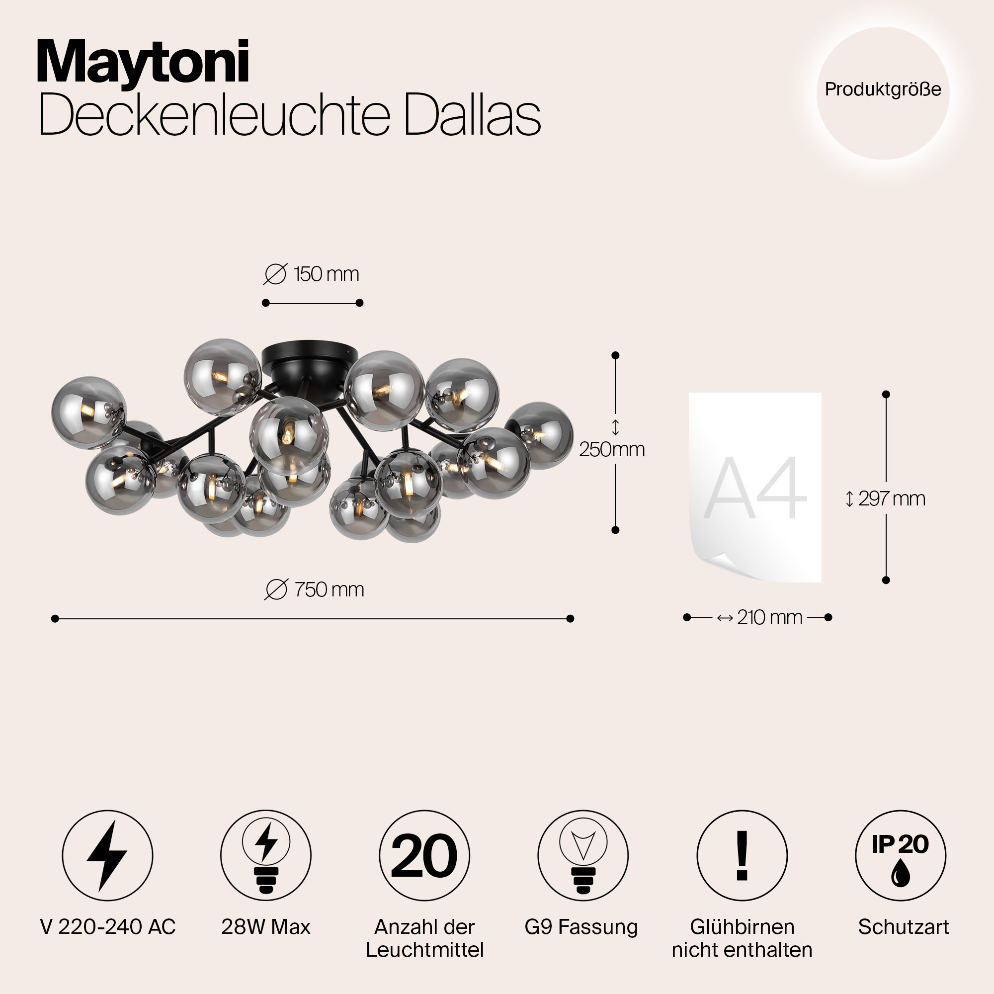 Картинка Потолочная люстра Maytoni MOD545CL-20B