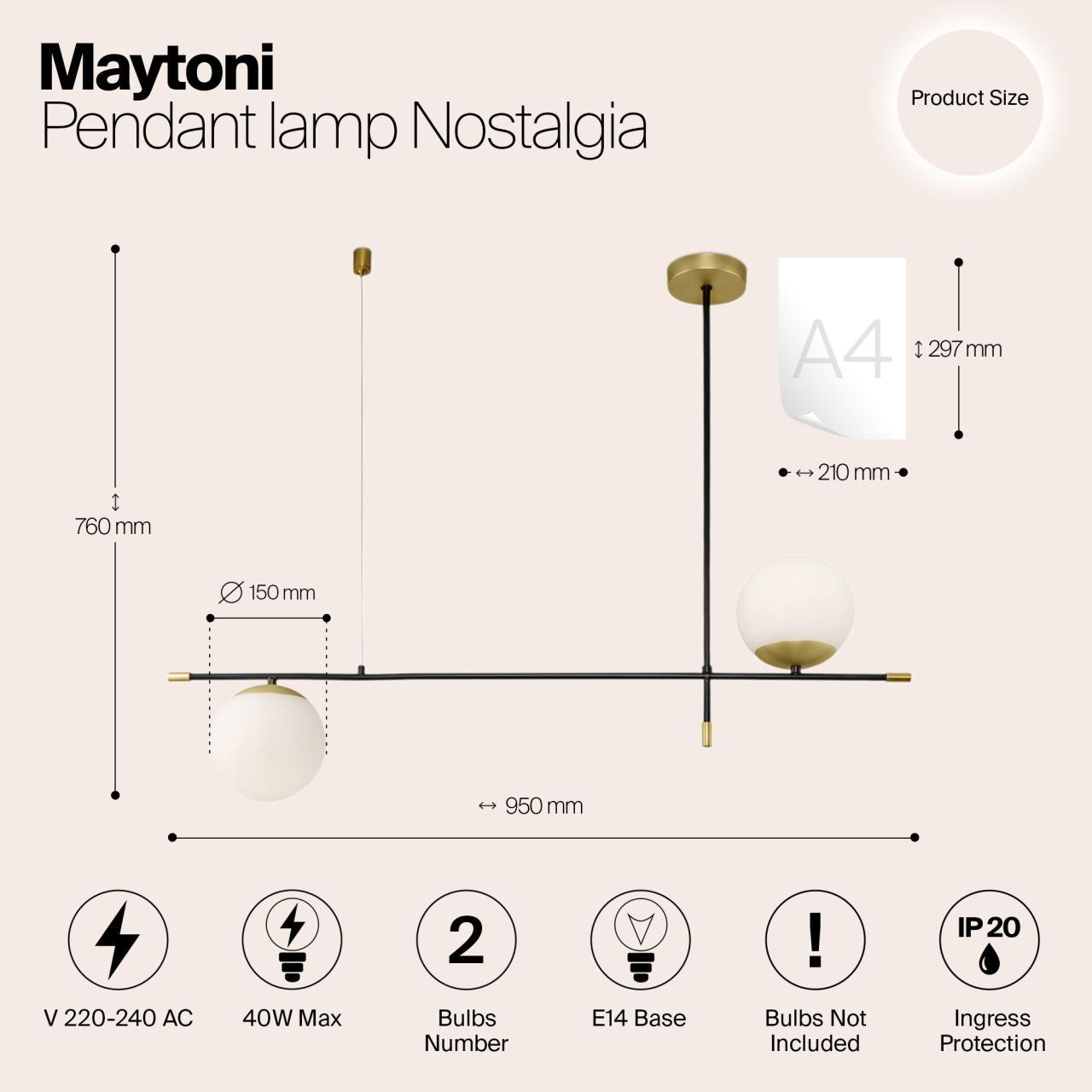 Дополнительная картинка Подвесной светильник Maytoni Nostalgia MOD048PL-02G