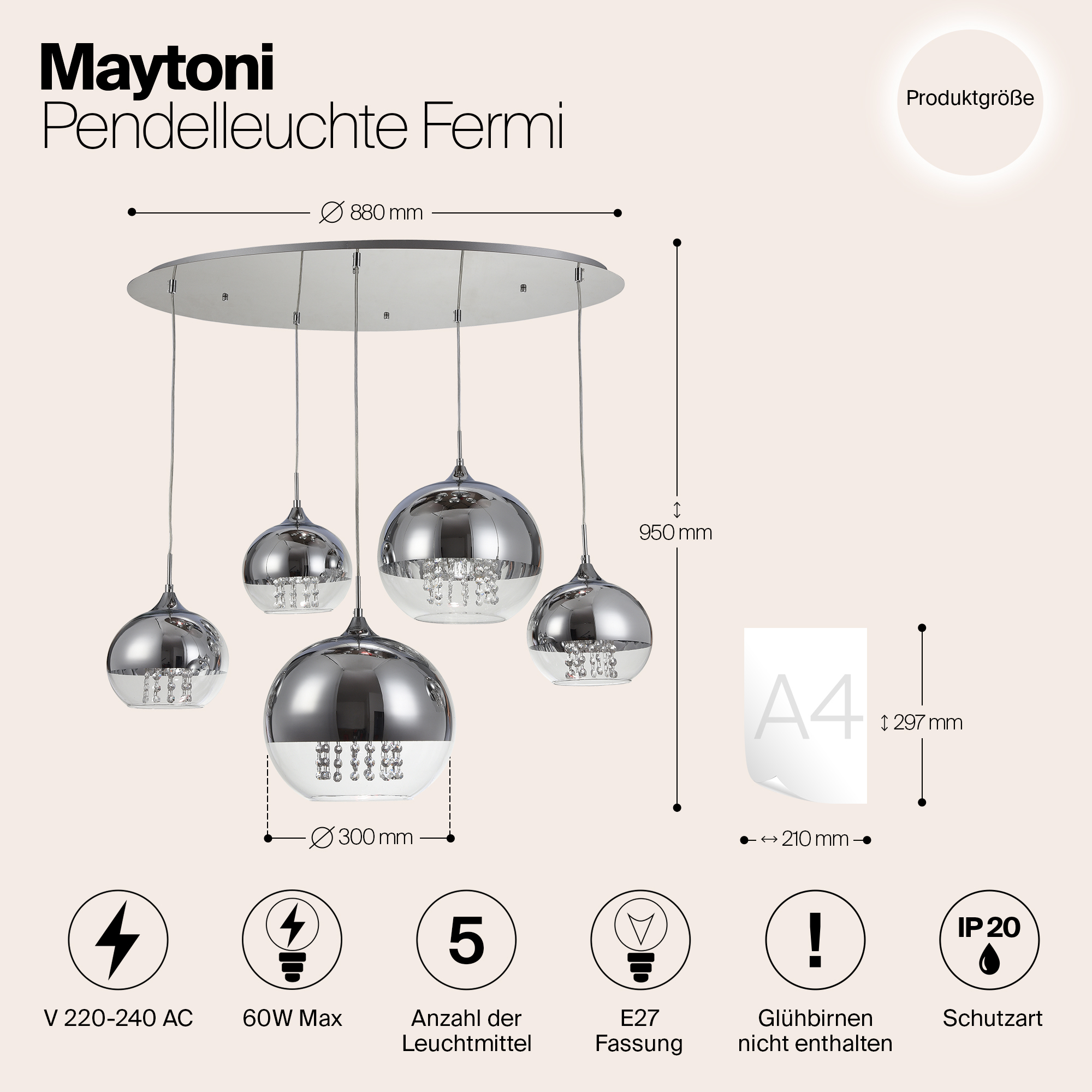 Дополнительная картинка Подвесной светильник Maytoni Fermi P140-PL-170-5-N
