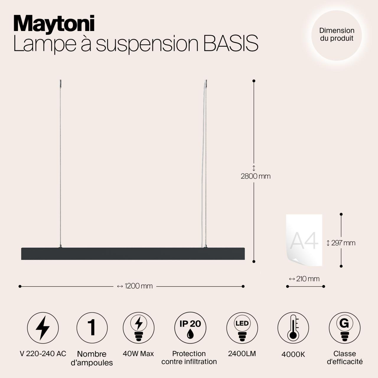 Дополнительная картинка Подвесной светодиодный светильник Maytoni Vinder P051PL-L40B4K