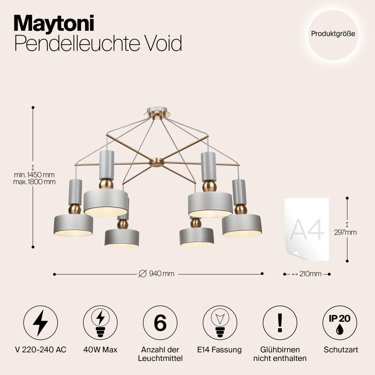 Дополнительная картинка Подвесная люстра Maytoni Void MOD030PL-06GR