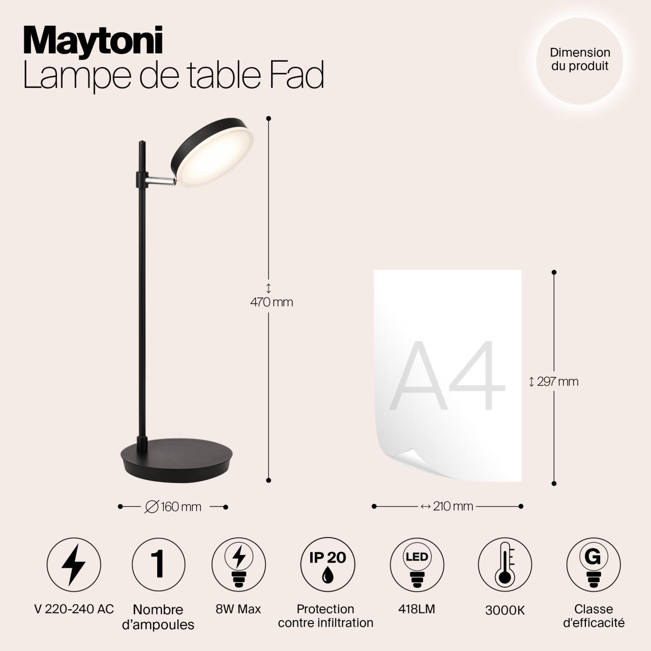 Дополнительная картинка Настольная лампа Maytoni Fad MOD070TL-L8B3K