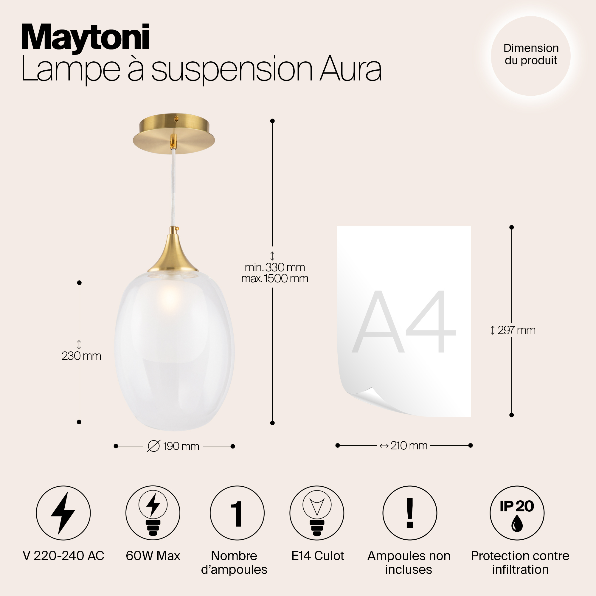 Дополнительная картинка Подвесной светильник Maytoni MOD016PL-01BS