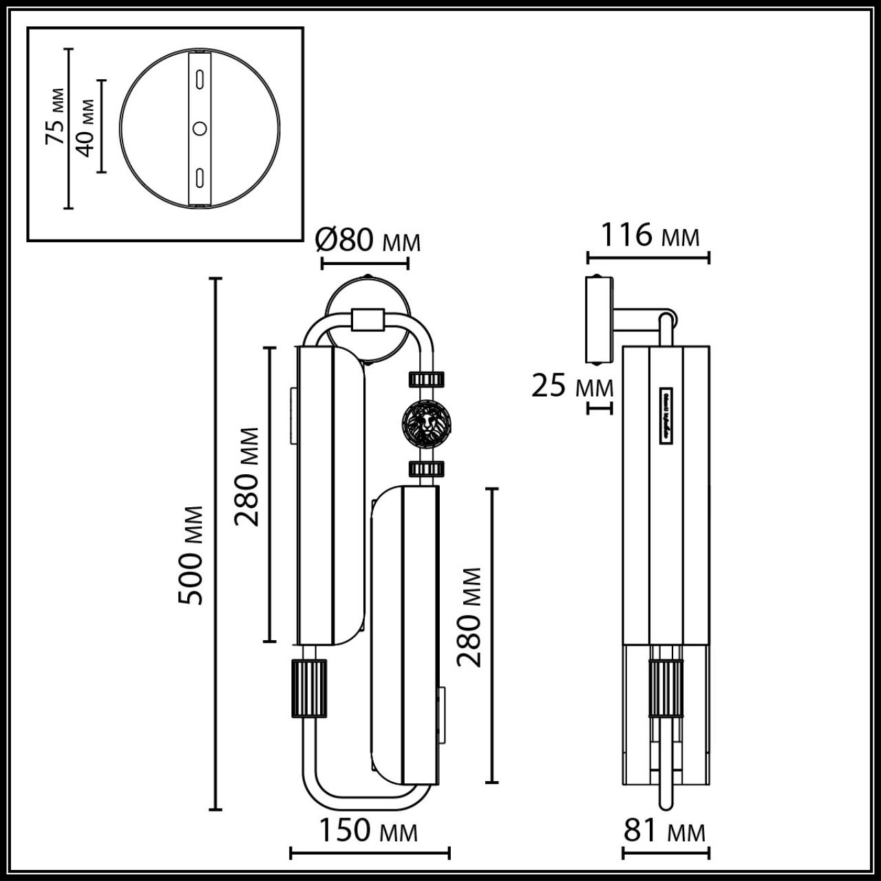 Картинка 5467/10WL Odeon Light Настенный светильник LION