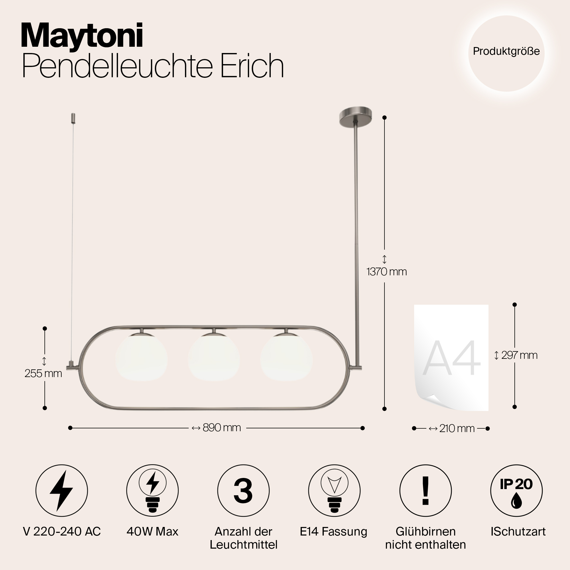 Дополнительная картинка Подвесной светильник Maytoni MOD221PL-03N
