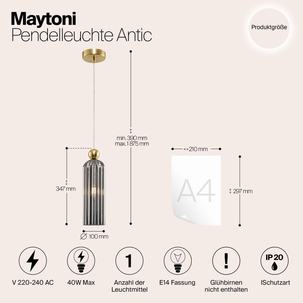 Дополнительная картинка Подвесной светильник Maytoni MOD302PL-01GR