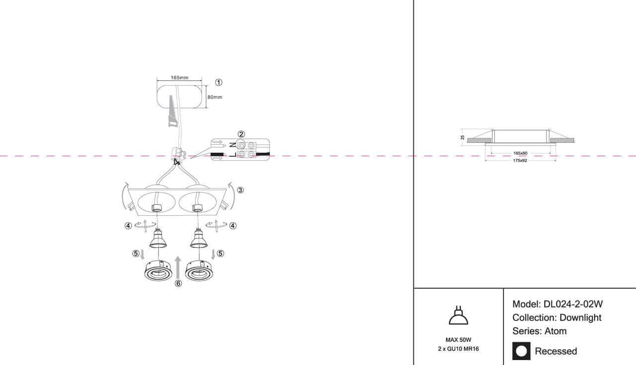 Картинка Встраиваемый светильник Maytoni Atom DL024-2-02W