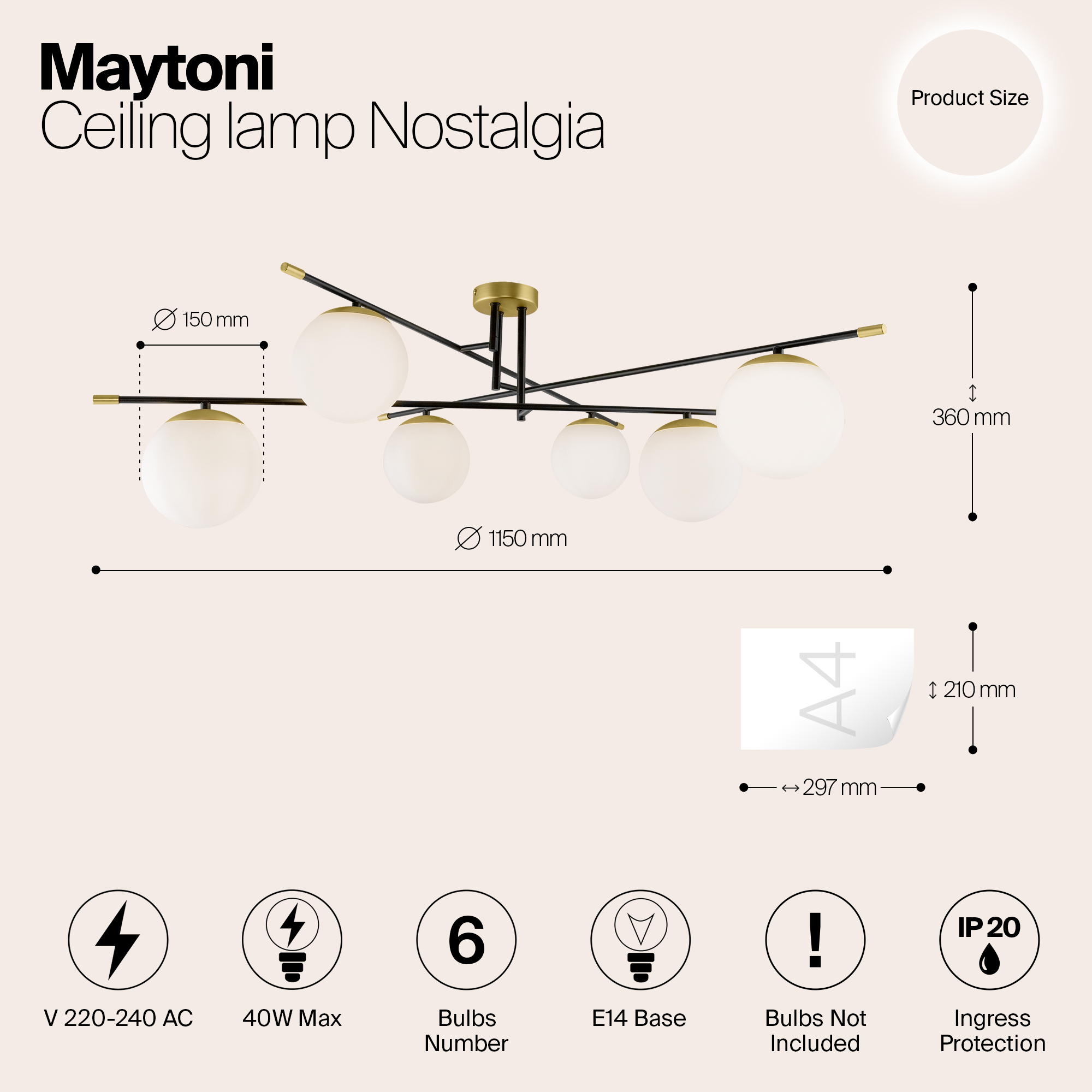 Дополнительная картинка Потолочная люстра Maytoni Nostalgia MOD048CL-06G